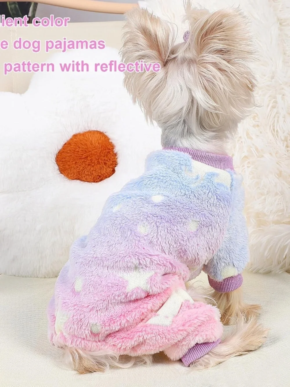 Pink Glow in the Dark Dog Pajamas XXXS Soft Fleece Puppy Jumpsuit NWT